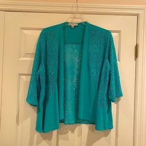 Southern Lady 2X Lace Teal Shrug Like NEW